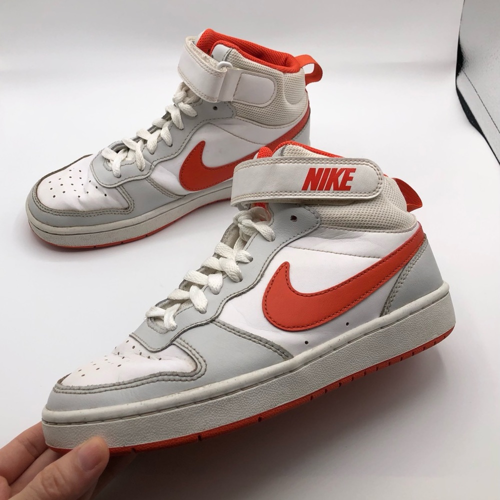 Nike Court Borough Kids Retro High Tops Orange White Youth Size 5Y